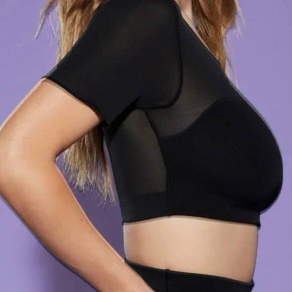 NWOT Yitti By Lizzo 'Mesh Me' Smoothing Midi Top Cropped With Built In Bra Small - Picture 1 of 10